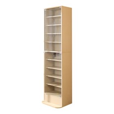 MIT低甲醛模型公仔收納展示櫃 BO025 180CM附八片活動層板, 詳見包裝, 淺橡木色