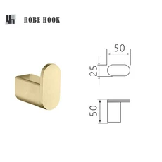 욕실 하드웨어 액세서리 세트 매트 블랙 선반 로브 후크 행거 수건 레일 바 랙 티슈 페이퍼 홀더 크롬 브러쉬 골드, 01 Single Robe Hook, 1개