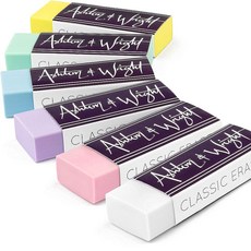 Ashton and Wright - 클래식 지우개 - 라텍스 프리 플라스틱 고무 - [6개 팩] - 파스텔 5개 팩 + 화이트 1개