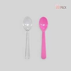 유즈팩 일회용 아이스크림스푼 소 분홍 일회용 수저 개별포장 100개