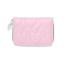 [ 867831 ] 데노빈 여성용 지갑 신용 카드 명함 홀더 사랑 모양 지퍼 작고 귀여운 현금 열쇠 변경 신분증용 핑크 달콤함