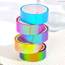 마스킹 테이프 홀로그램 다꾸 꾸미기 스티커 데코 그라데이션, 1개, 로즈레드