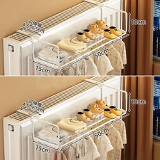 臺灣爆款-暖氣片晾衣架專用暖氣管上方置物架晾曬架子掛鉤家用烘乾涼衣神器, ★草蔥白大號+側護欄+掛鉤款【兩隻裝】☆