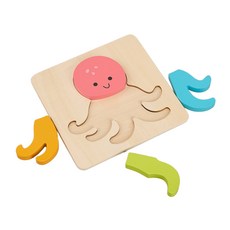 키즈카페 문어 해양생물 그림맞추기 나무퍼즐 교육기관 판퍼즐 그림매칭 유아체육교구, 4피스, 1개