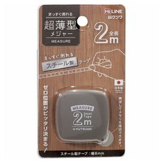 KUTSUWA HiLiNE 超薄型捲尺 灰色 MJ005GY, 1個, 2m