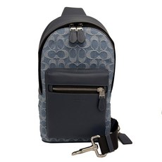 COACH Signature 丹寧斜背包, 藍色