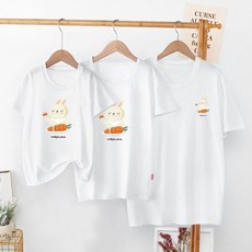 親子裝 短袖白色純棉圓領T恤 多款圖案可選 情侶裝班服團體服 童裝90到大尺碼DR-773