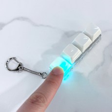 LED 화이트 4구 키캡 키링 스위치 RGB 스트레스 해소 열쇠고리, 1개, 흰색