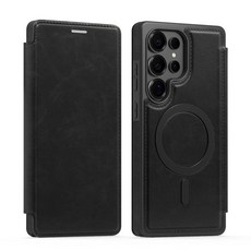 Lunivop 삼성 갤럭시 S26 울트라 케이스 2026 6.9인치 플립 커버 PU 가죽 RFID 차단 카드 홀더 지갑 【Magsafe와 호환】 울트라용 마그네틱 폰 (라이트, 블랙