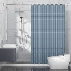 무타공 T형 샤워 공간분리 세탁기보호 욕실 커튼봉 110170x70110, 1개, H. 대형 회색 샤워커튼 1218미터