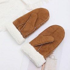 겨울 방한용 부드러운가죽 따뜻한 털안감 벙어리 장갑jsj51FIb