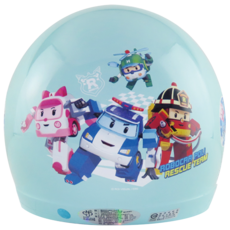 波力06 3/4罩安全帽 附鏡片 復古安全帽 兒童安全帽 半罩安全帽 救援小英雄, 藍綠