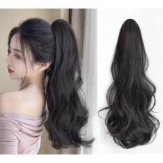 Windmilly 포니테일 가발 집게형 웨이브 부분가발, 1개, 라이트 브라운 40cm
