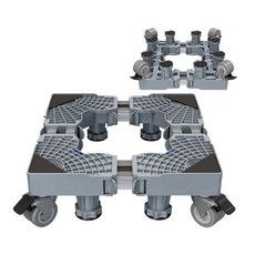 WIDE VIEW 八腳四雙鎖輪不鏽鋼洗衣機墊高架-雙管款(可伸縮調節移動 冰箱墊高架 可調墊高架 增高架), 1個