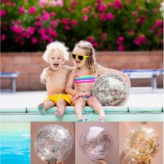 有感選物 台灣現貨 網紅款亮片海灘球 充氣沙灘球 海灘拍照必備, 彩虹馬,60cm, 1個