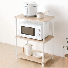 [색상리뉴얼행사중] 국내생산 튼튼한 조립식 시그니처 렌지대수납장 주방선반 밥솥다이, 2-2) 진열장형 3단-화이트우드