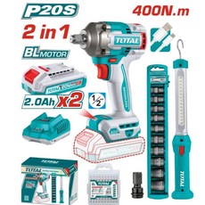 TOTAL 20V 鋰電無刷衝擊板手 工作燈組套, 1個