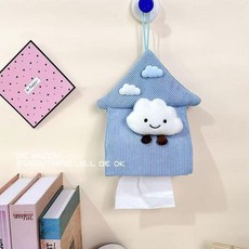 淳造 卡通布藝懸掛式紙巾袋 家用紙巾收納布袋, 雲朵款