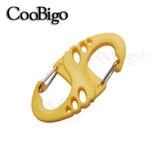 10pcs Carabiner S 모양 스냅 후크 버클 키 체인 링 야외 캠핑 배낭 등산 Paracord 매는 밧줄 DIY 액세서리, 06 Yellow