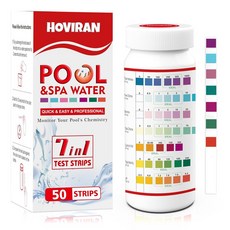 염소 브롬 pH 경도 알칼리도 등에 대한 온수 욕조 정확 수영장 물 테스트 키트용 스트립 스파 50 ct, 2 7 in 1 pool test strips, 1개