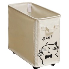무아브 이동식 고양이 책상아래 틈새 수납 접이식 정리함, 1개, 흰색 고양이