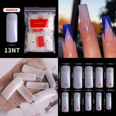 네일아트 천연 투명 발레리나 아몬드 라운드 엔드 풀 하프 발레 관 프렌치 인조 네일 팁 가짜 발톱 매니큐어 500 개, 13 Natural 500pcs