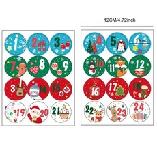 크리스마스 장식 어드벤트 캘린더 숫자 스티커 다기능 선물 포장 밀봉 홈 데코, 1. 24pcs Stickers