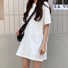 여성 여름옷 레이어드 티셔츠 숏원피스 반팔 박스티 원피스 여름 여자 편한 데일리 캐주얼