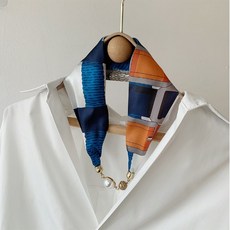 多功能鑲鑽磁扣絲巾項鍊頭巾髮飾手巾設計師款時尚配件, 1個, 蓝缝橙熙