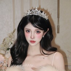 生日皇冠水晶公主頭飾女神十八歲成人禮王冠拍照道具高級髮箍髮飾, 1個, 閃鑽生日皇冠