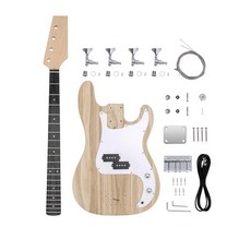 Fistrock DIY 베이스 기타 키트 4줄 초보자 키트 PB 베이스 스타일 오동나무 바디 하드 메이플 넥 엔지니어링 우드 프렛보드 크롬 하드웨어 나만의 베이스 기타 만들기