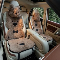 汽車坐墊冬季新款保暖座墊女士車內半包可愛卡通毛絨座椅套, 白色一冬季毛絨,全車七件套+2頭枕+2抱枕, 1個