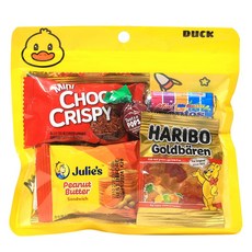 한봄 과자 답례품 간식꾸러미 단체선물 간식 구디백 소포장, 간식 7종  + 라벨스티커 2p, 1세트