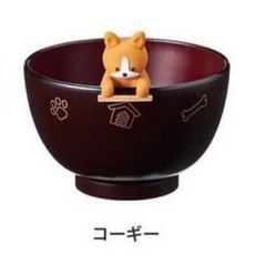 DOG 汁わん&箸置き 日本製狗狗筷架 漆器塗層碗 附可愛小狗造型筷架, 1個, コーギー（科基）