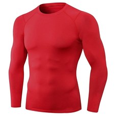 남성용 압박 긴소매 셔츠 쿨 드라이 스포츠 운동 속옷 운동용 베이스레이어 러닝 상의 1/2팩 2개 플루오+블랙 180131, #1레드
