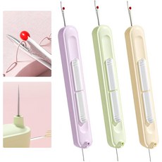 니들 스레더 손바느질용 2-in-1 & 시접 제거기 3개입 신축성 있는 삽입 바늘이 업그레이드된 자동 재봉 용품 스티치 제거 도구