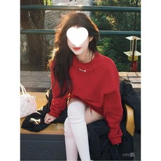 新年套裝 原創設計聖誕新年戰袍紅色衛衣大學休閒運動兩件套裝女春秋季新款 韓版顯瘦