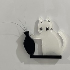 고양이 자석 반려동물 수염 보관 냉장고 마그넷, 화이트