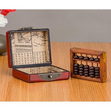 주판 초미니 희귀 장식 작은 고전 원목, 오래된 색상 (8.5 x 6.5CM) 상자