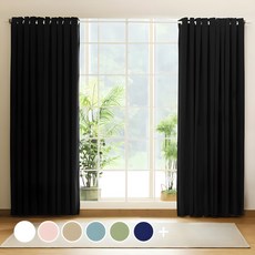 Colorstory 打孔式純色窗簾, Black