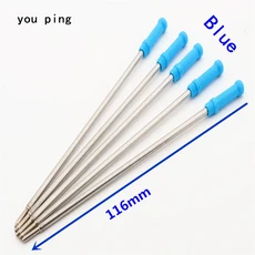 116mm 메탈 블루 블랙 레드 잉크 볼펜 사무실 학교 학생 문구 볼펜 리필, 01 5pcs ink Blue