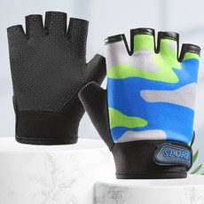 夏鞦季兒童騎行手套 可愛卡通防滑運動護手半指減震透氣手套