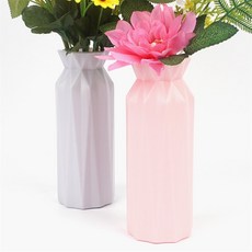 플라스틱 화병 꽃병 일자형, 화이트