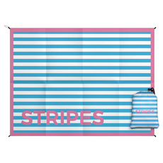 StarR 스트라이프 패턴 포켓 피크닉 돗자리, 핑크 + 블루