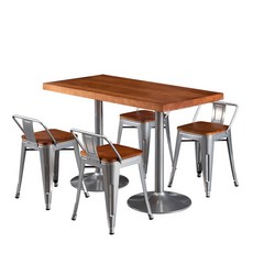 카페 4인 사각 테이블 감성 원목 공간활용 업소용, K. 1테이블 4의자 120cm 긴 테이블
