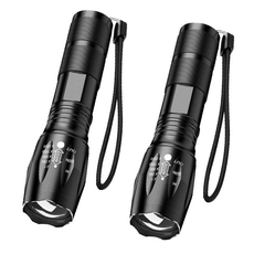 위시피키 LED 손전등 고휘도 초강력 서치라이트 건전지형 줌라이트 휴대용 랜턴, 2개