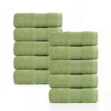 록신 호텔수건 라인보더 200g 40수 코마사, 그린, 10개