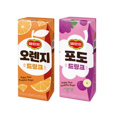 델몬트 드링크팩 2종 190ml 오렌지 10팩+포도 10팩 총20팩, 1세트