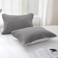 男士防頭油透氣枕巾 純色防蟎單人防滑綁帶, *A類抑菌防汗防頭油灰 一對裝 ,50釐米*78釐米