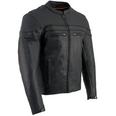 밀워키 Leather SH1408 남성용 스포티 크로스오버 통기성 블랙 가죽 스쿠터 재킷 스몰 238130, Small